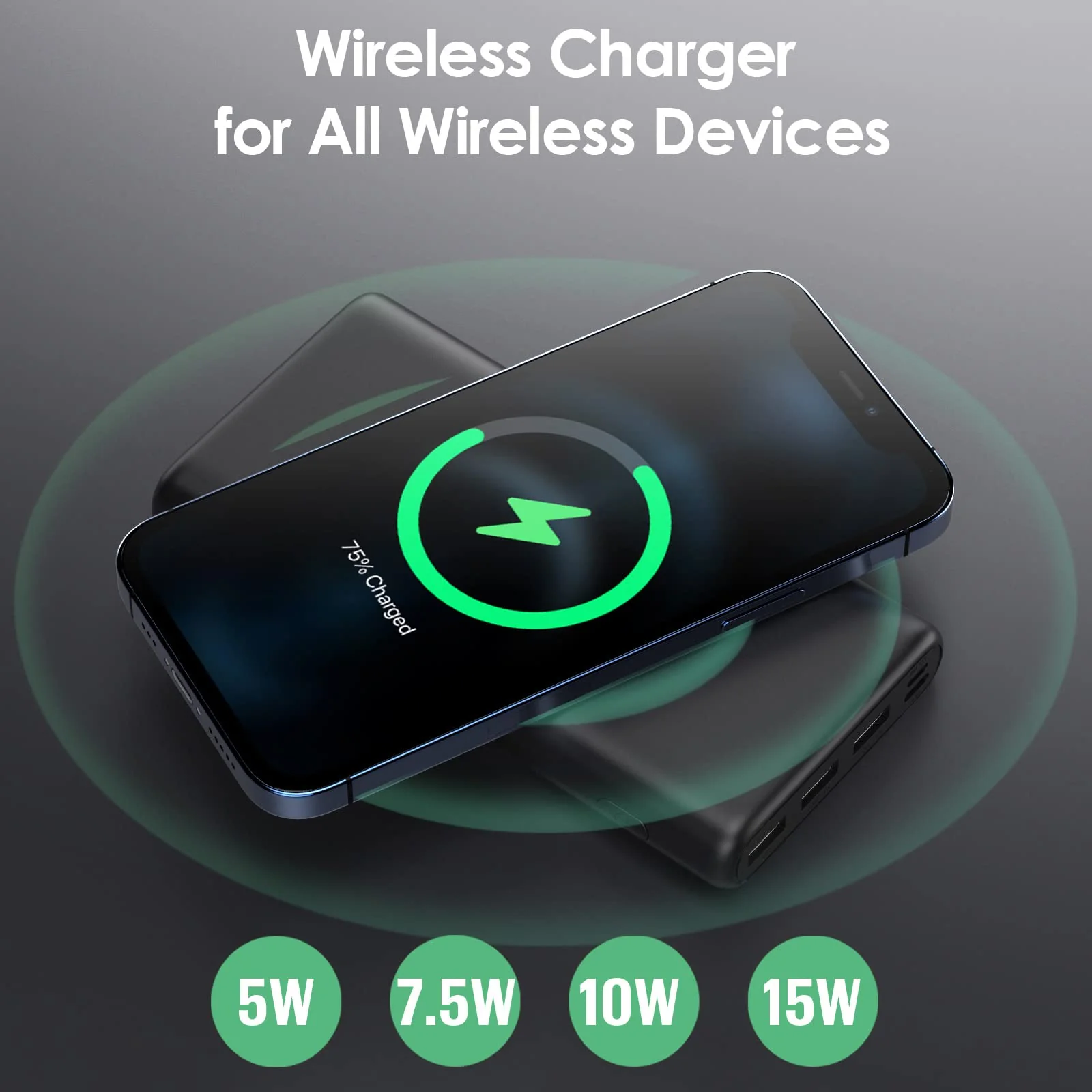 Wireless Portable Charger Power Bank, 33800mAh 15W Fast Wireless Charging 25W PD QC 4.0 USB-C Power Bank, 5 Output & Dual Input External Battery Pack Compatible with iPhone 15/14/13/12/11,Android etc Black - Image 4